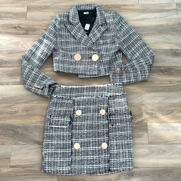 Fashion Nova Check The Resume Tweed Matching Set - Picture 2 of 9